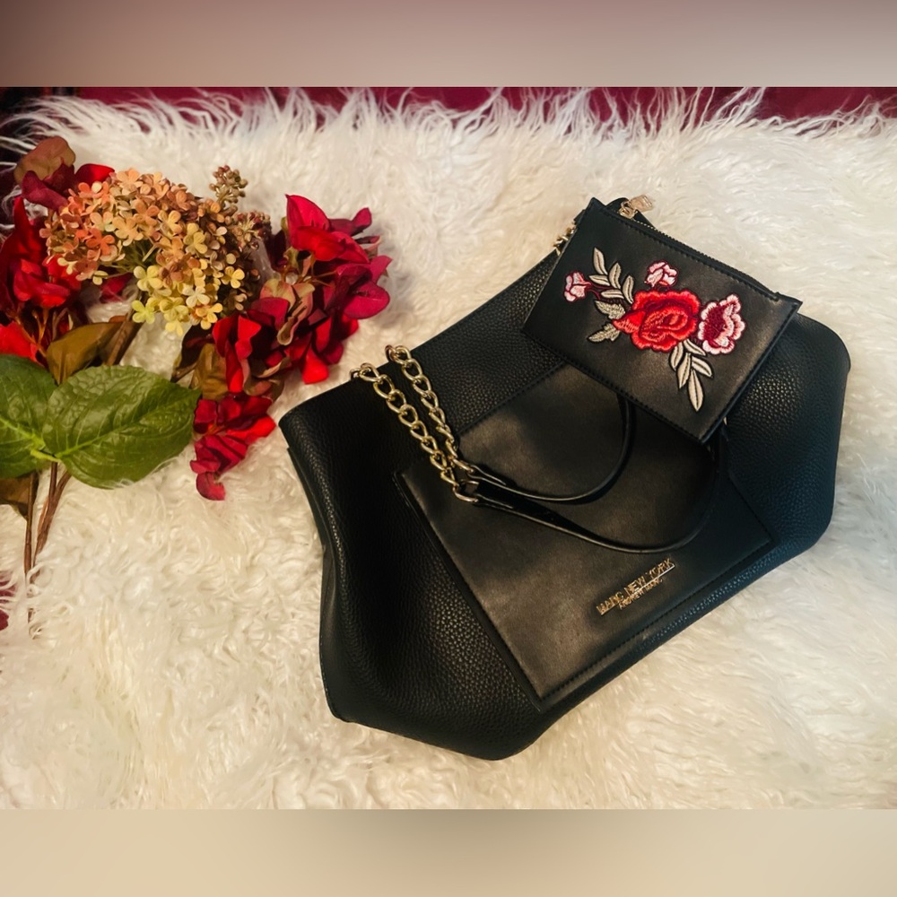NWOT Marc New York Black and Gold Purse with Floral Wallet